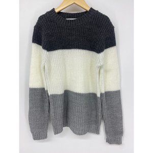 Cotton Emporium Colorblock Stripe Knit Crewneck Sweater NEW